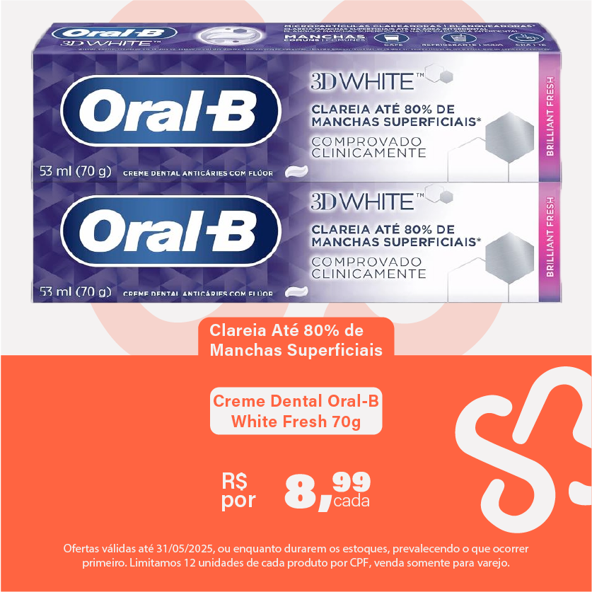 Kit Creme Dental Oral-B White Fresh 70g