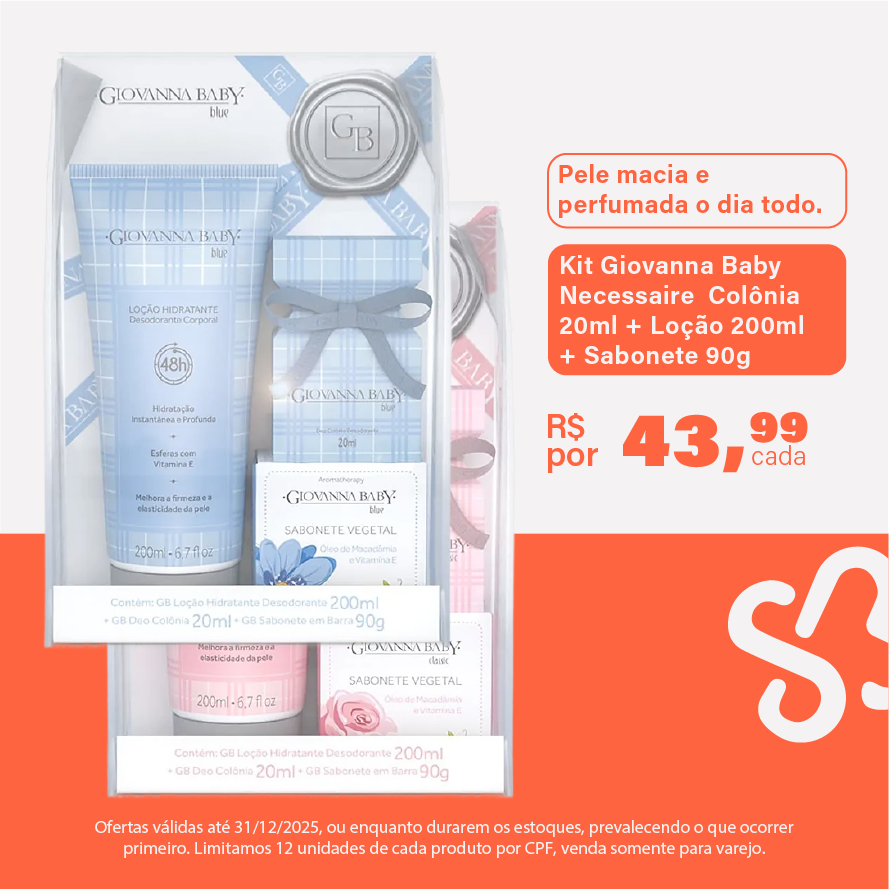 Kit Giovanna Baby Necessaire Colônia 20ml + Loção 200ml + Sabonete 90g