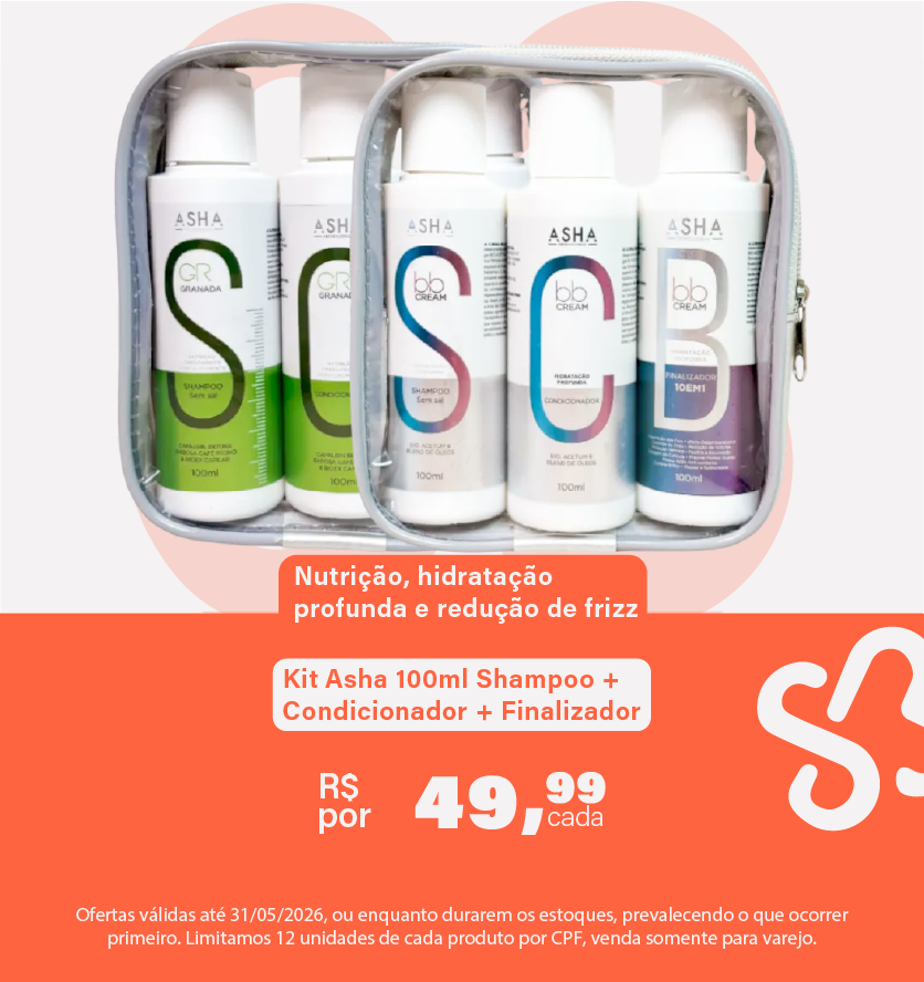 Kit Asha 100ml Shampoo + Condicionador + Finalizador