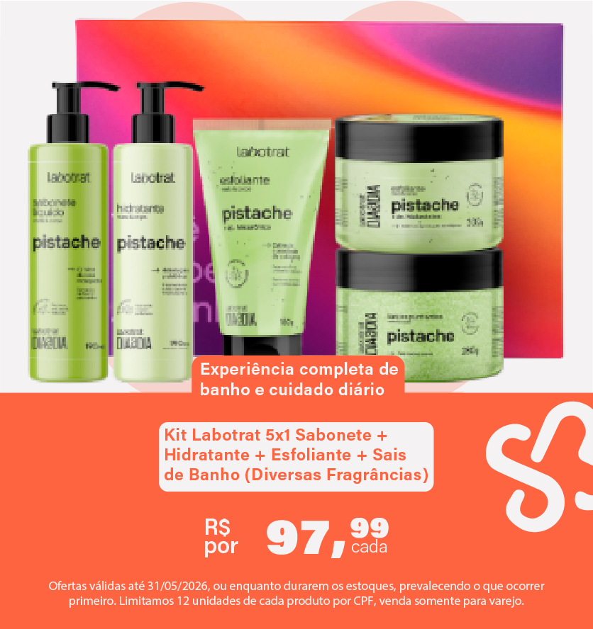 Kit Labotrat 5×1 Sabonete + Hidratante + Esfoliante + Sais de Banho (Diversas Fragrâncias)