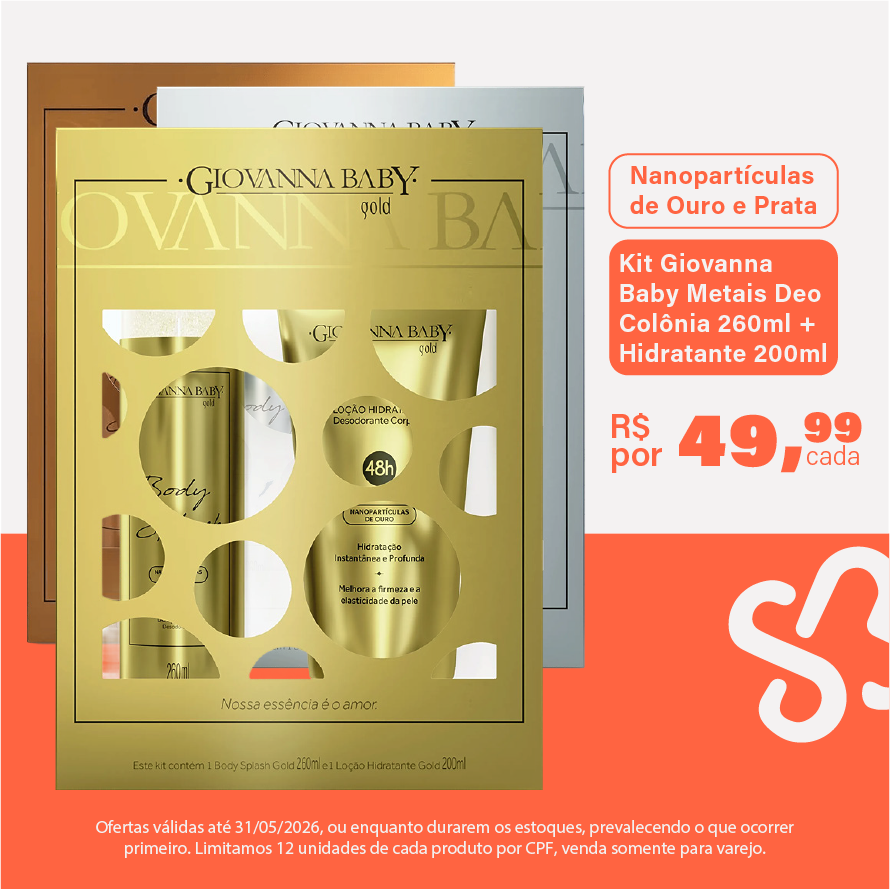 Kit Giovanna Baby Metais Deo Colônia 260ml + Hidratante 200ml